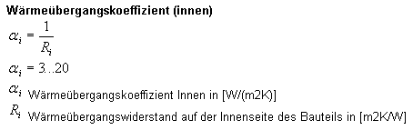 Wärmeübergangskoeffizient (innen)